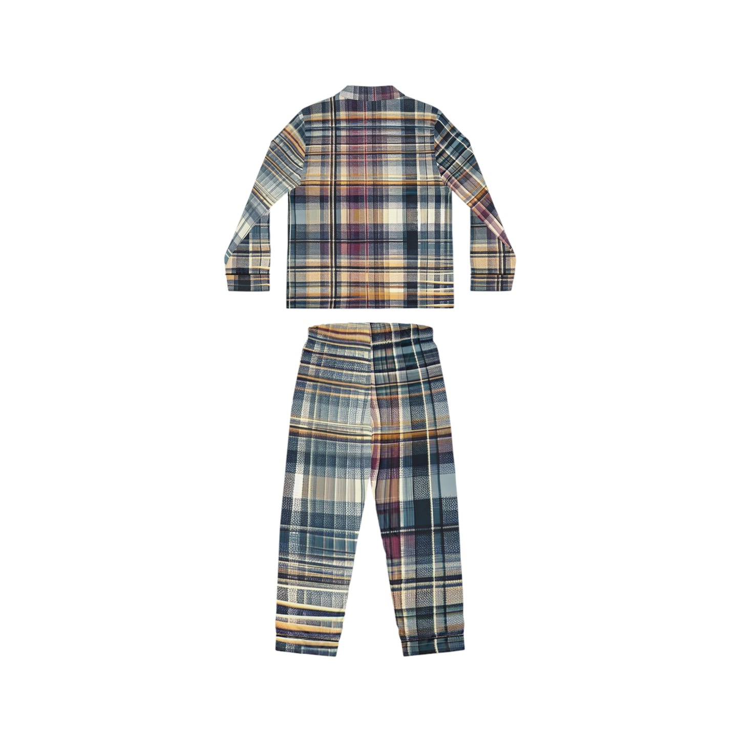 Cool-Tone Plaid Women's Satin Pajamas (AOP)