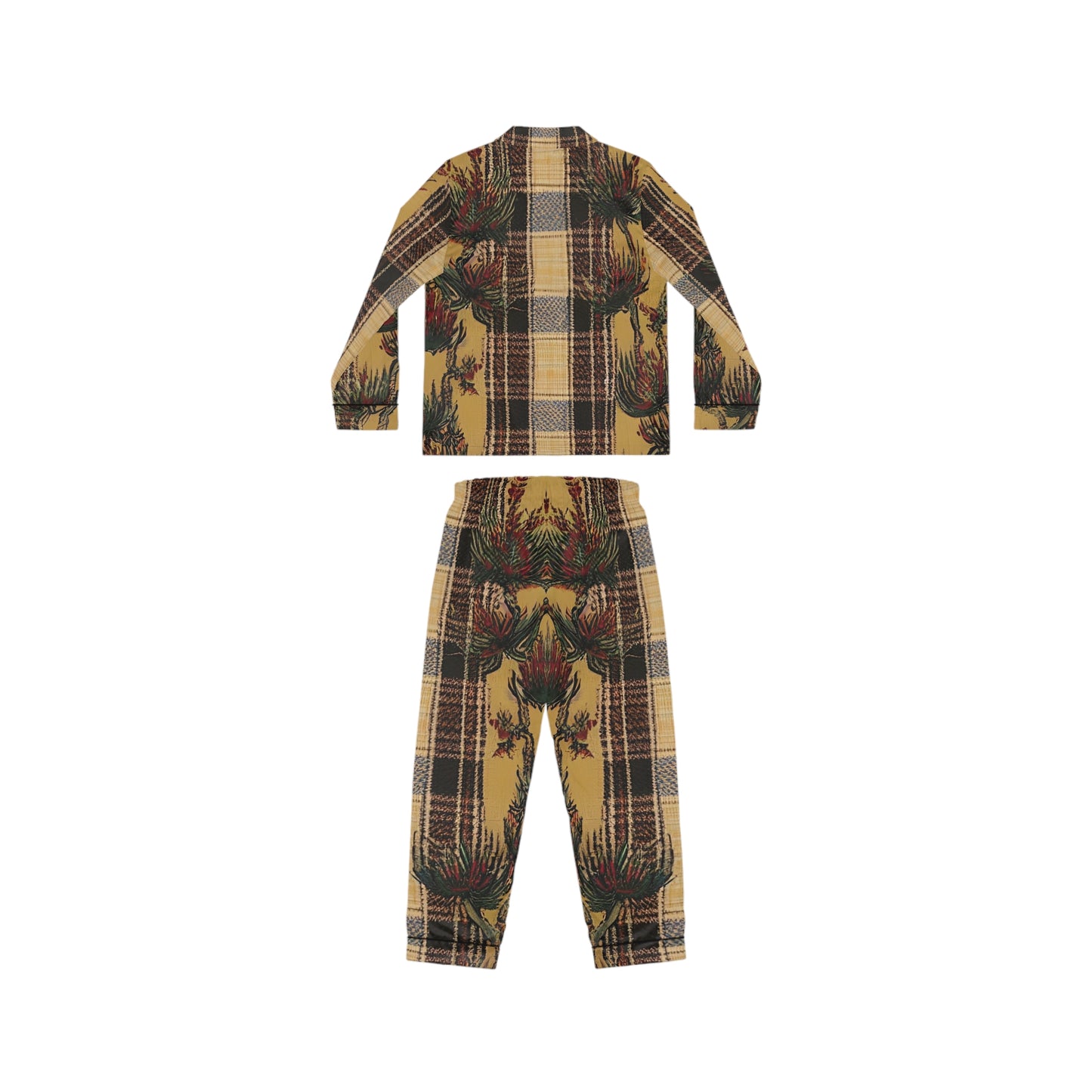 Rustic Vine & Plaid Women's Satin Pajamas (AOP)