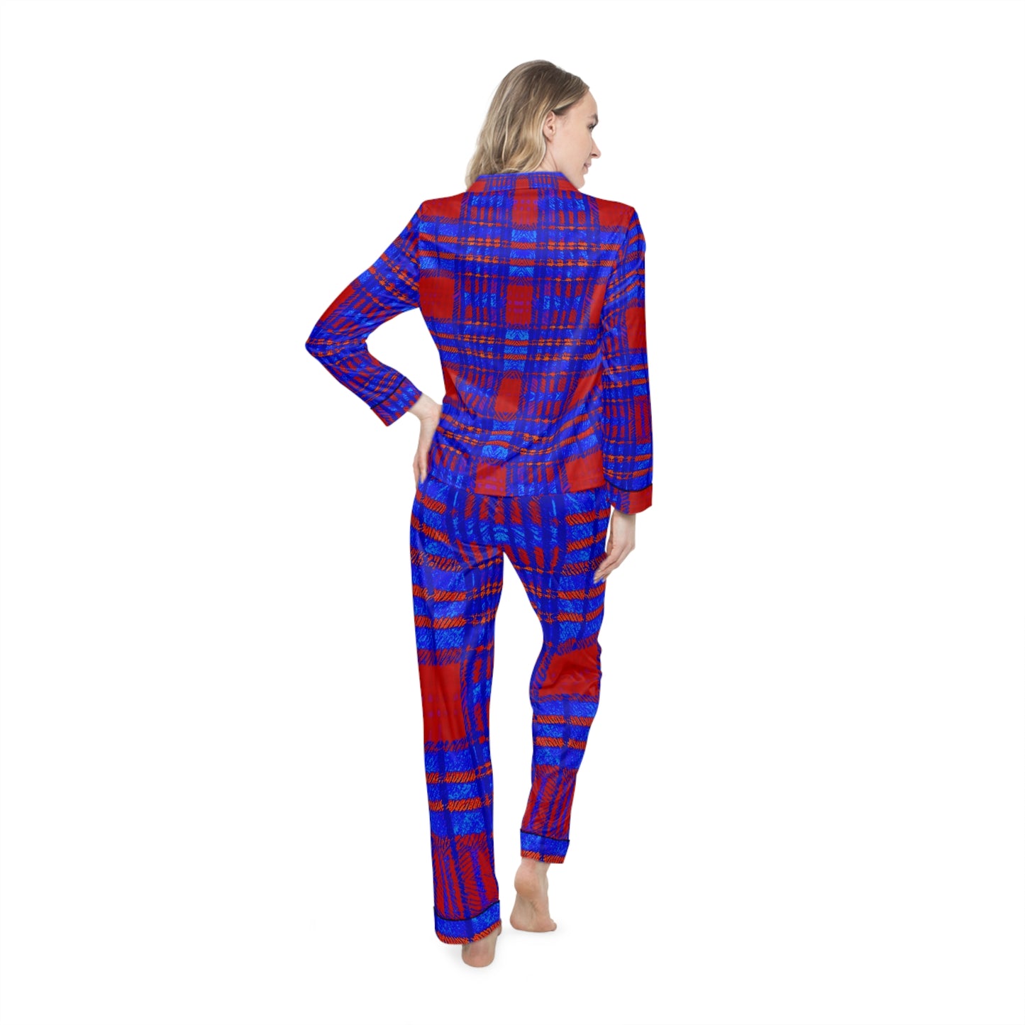 Patriot Plaid Women's Satin Pajamas (AOP)