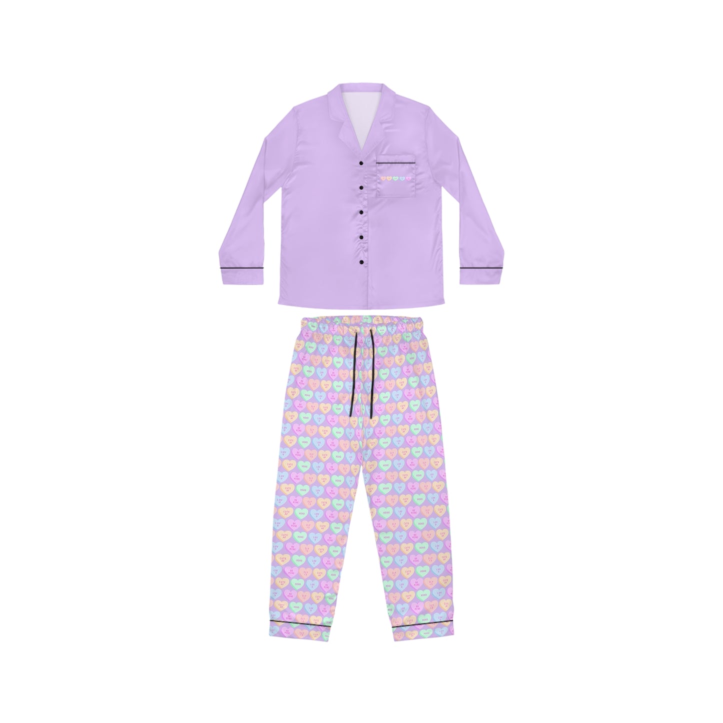 Affirming Hearts - Lavender Women's Satin Pajamas (AOP)