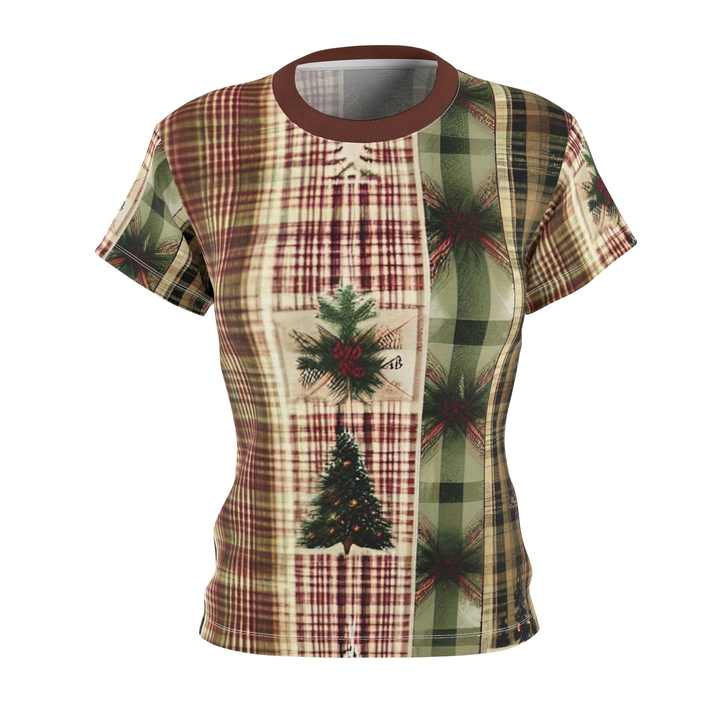 Christmas Plaid Women's Cut & Sew Tee (AOP)