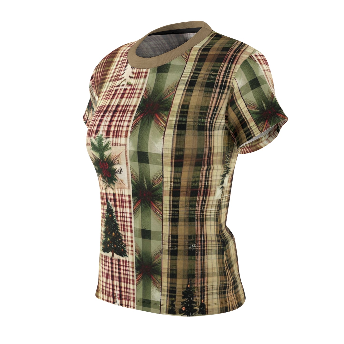 Winter Pine Plaid Women's Cut & Sew Tee (AOP)