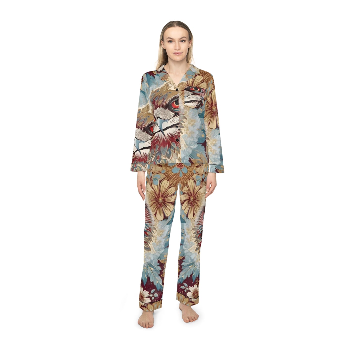 Hoot & Bloom Women's Satin Pajamas (AOP)