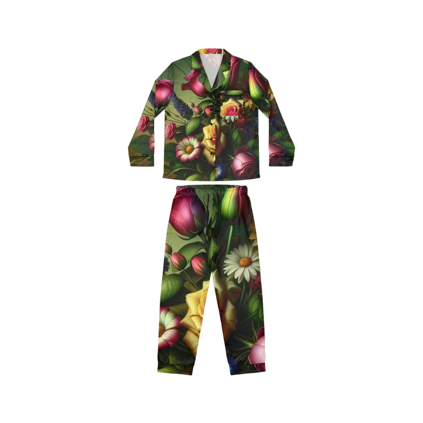 Bouquet Women's Satin Pajamas (AOP)