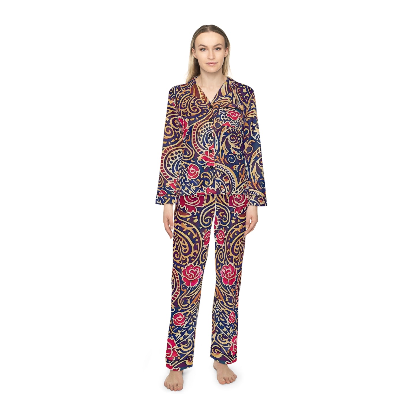 Twilight Scroll Women's Satin Pajamas (AOP)