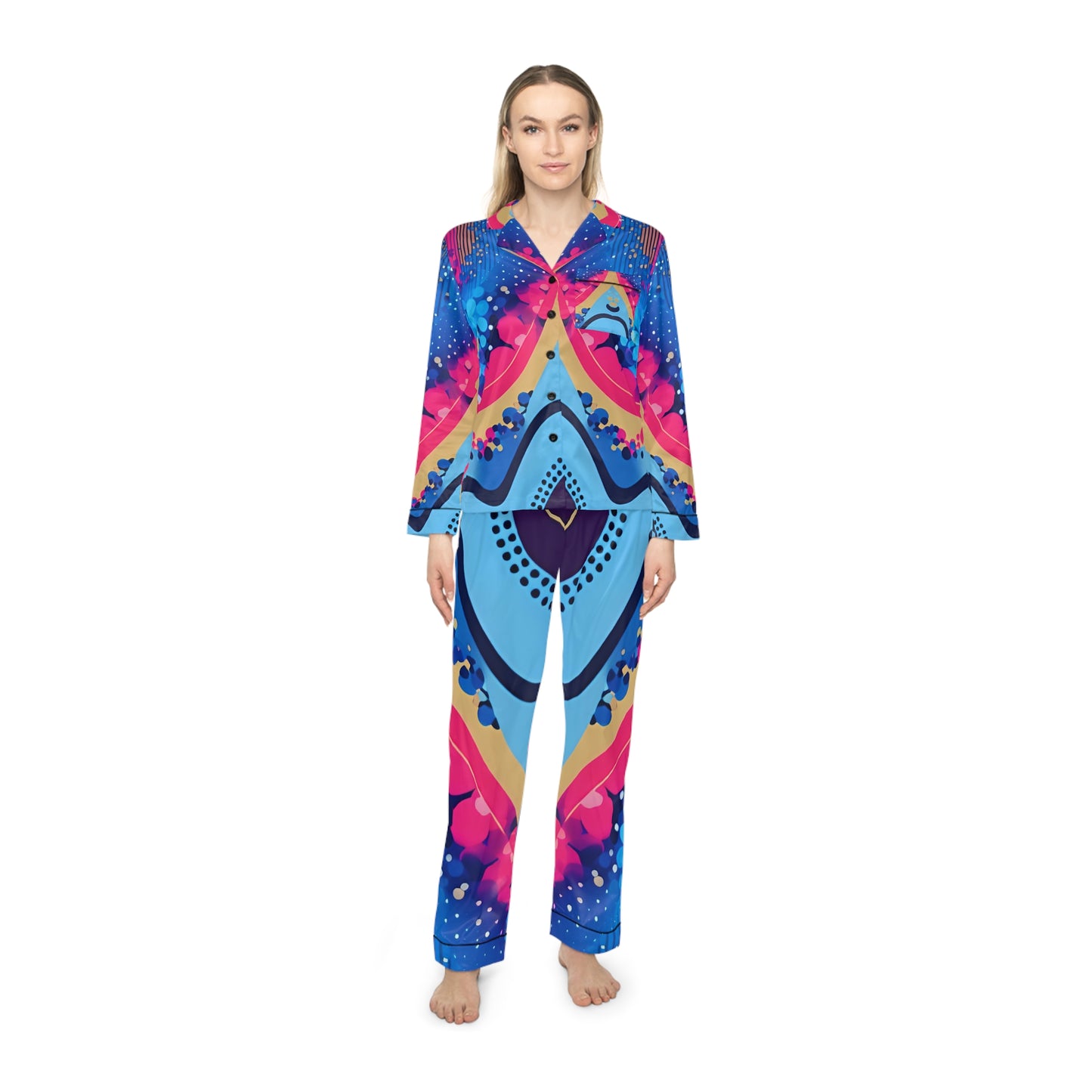 Universe Women's Satin Pajamas (AOP)