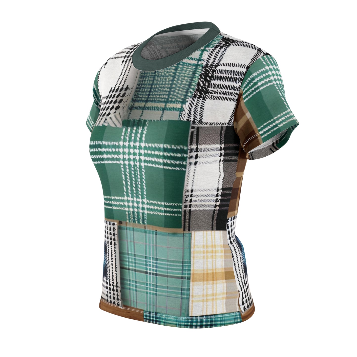 Plaid Patchwork Women's Cut & Sew Tee (AOP)