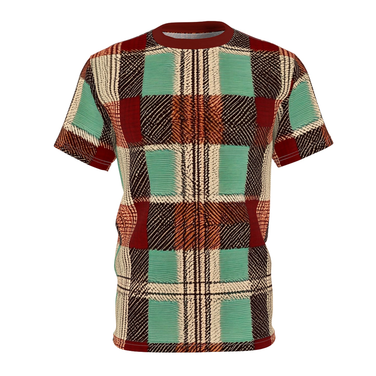 Burgundy Creek Plaid Men's Cut & Sew Tee (AOP)