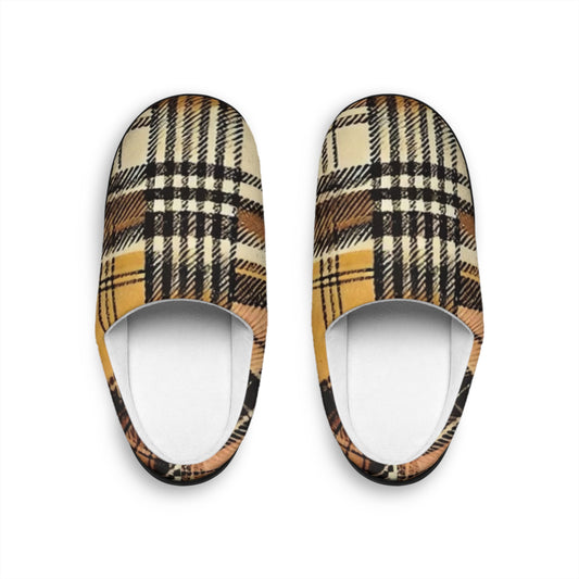 Orange Plaid Men's Indoor Slippers