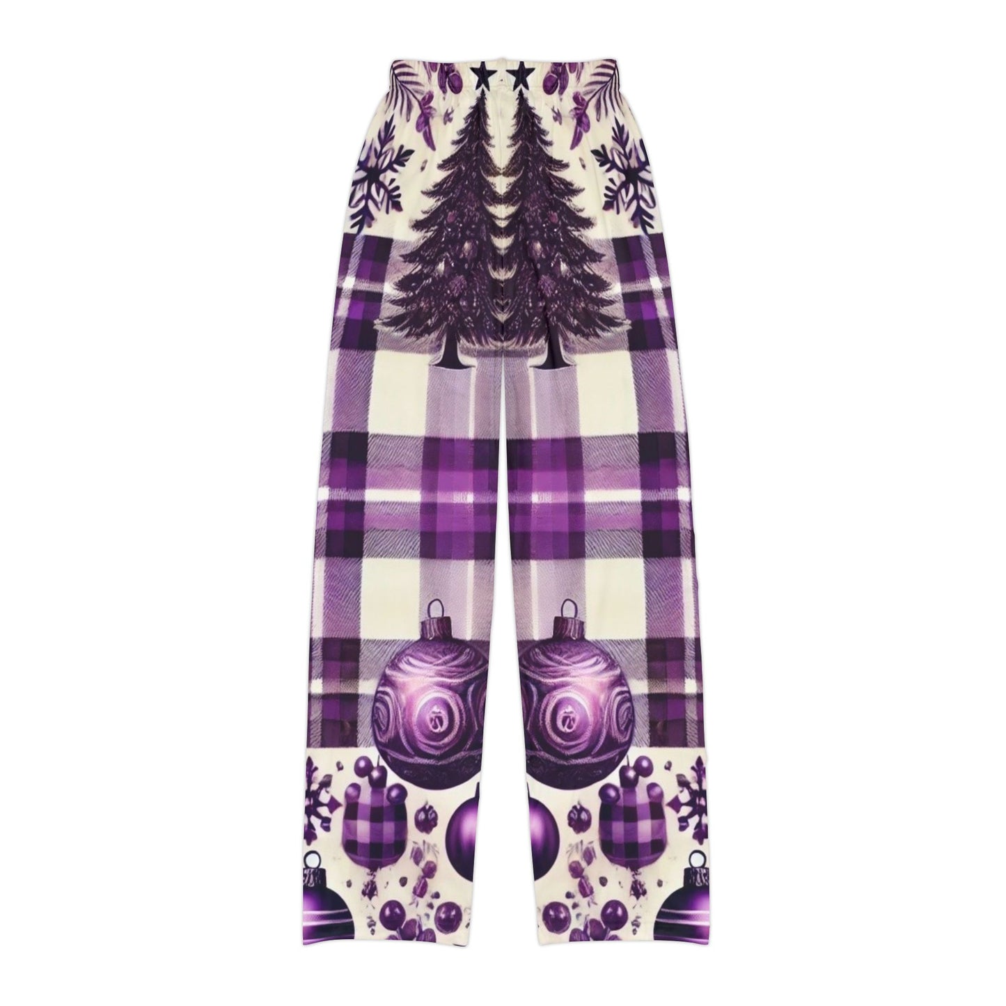 Icy Grape Plaid Kids Pajama Pants (AOP)