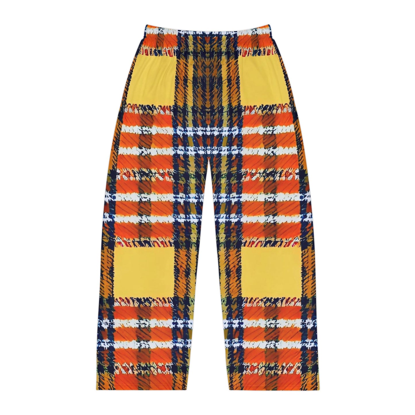 Orange Plaid Men's Pajama Pants (AOP)