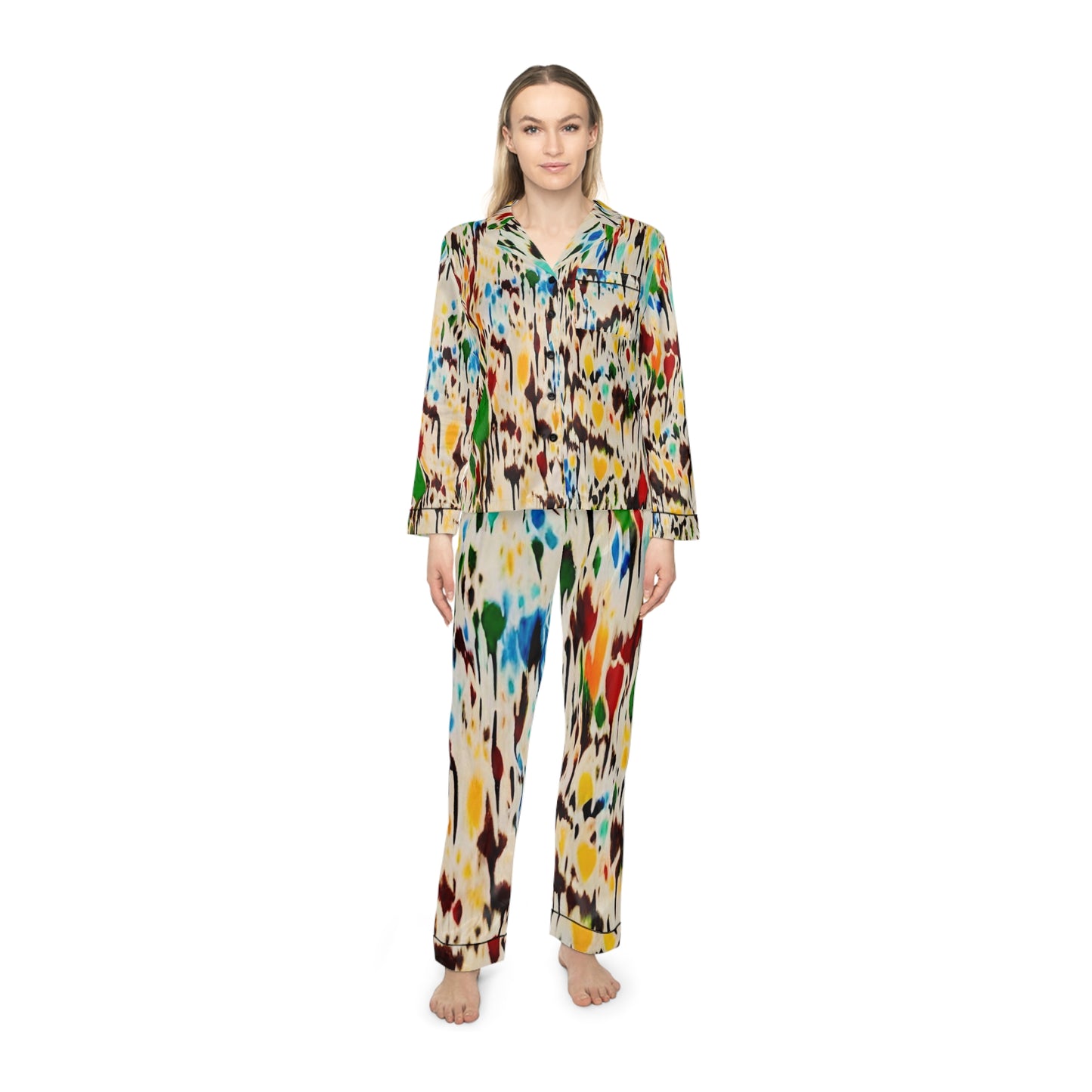 Dripping Paint Women's Satin Pajamas (AOP)