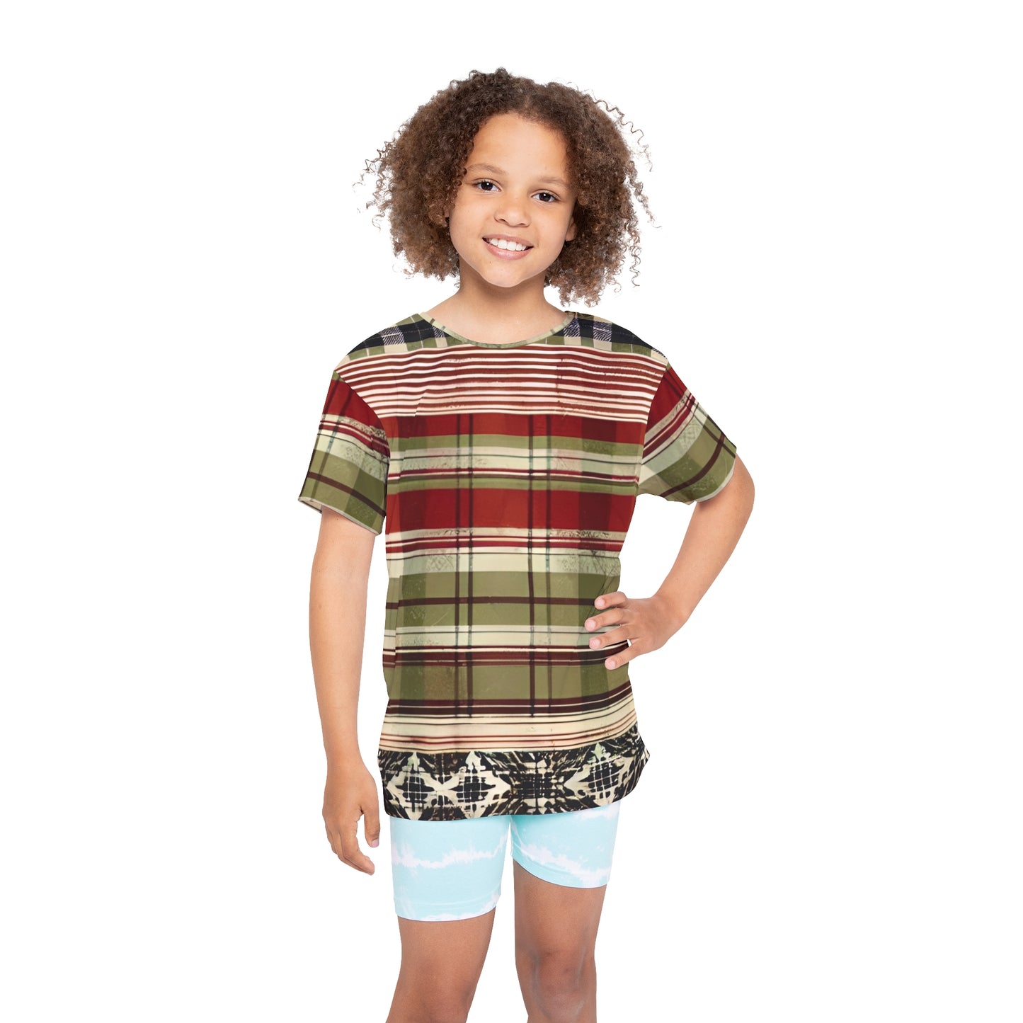 Between the Lines Plaid Kids Sports Jersey (AOP)