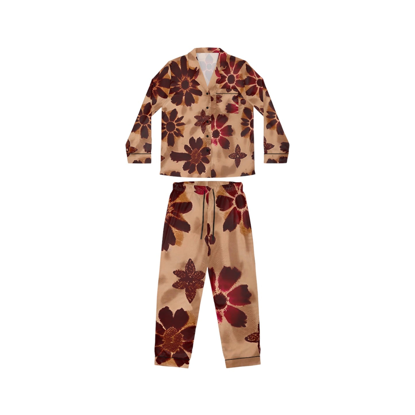 Golden Bloom Women's Satin Pajamas (AOP)