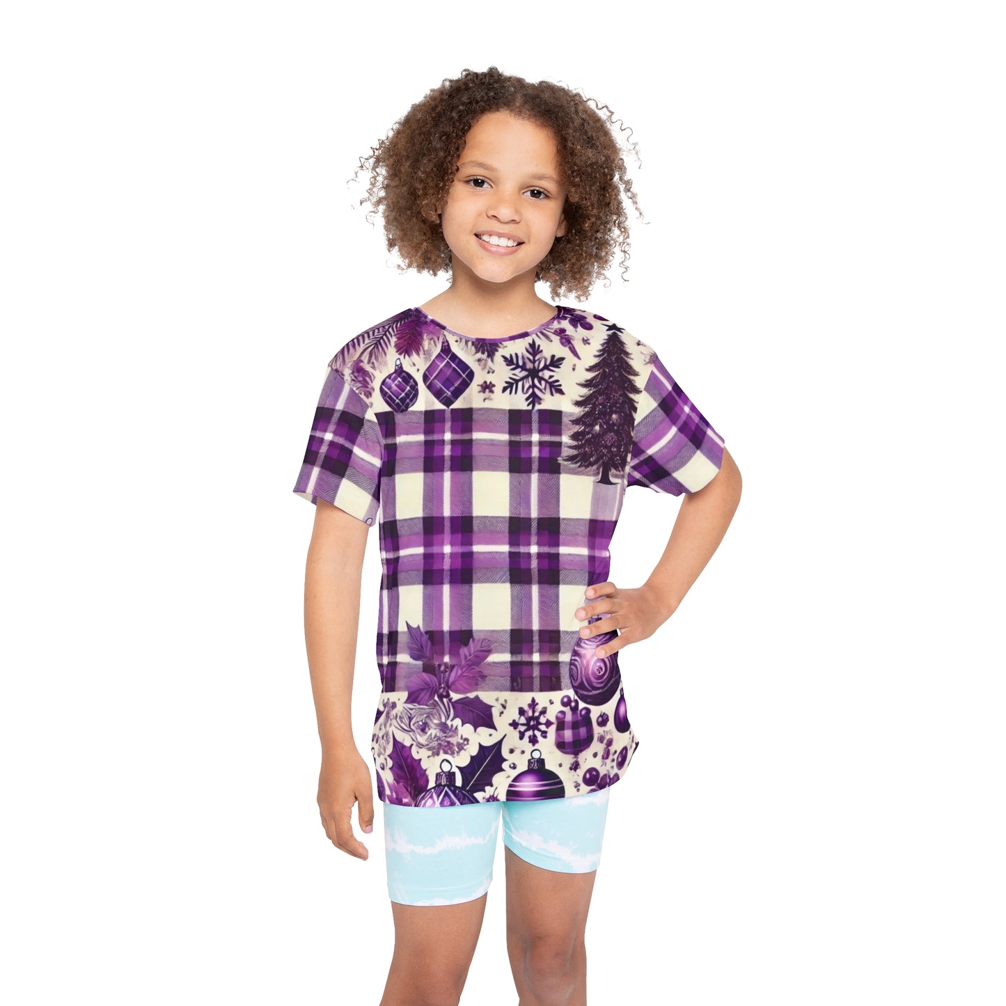 Icy Grape Plaid Kids Sports Jersey (AOP)