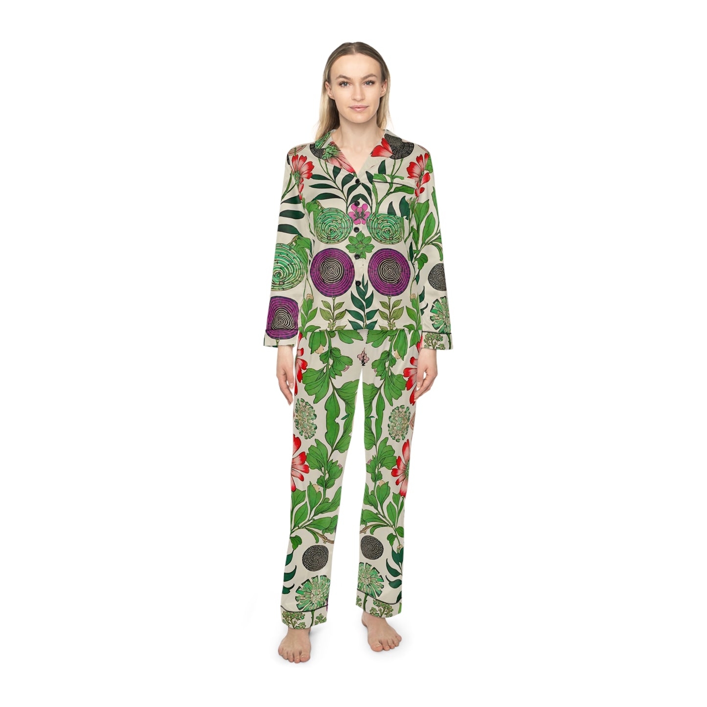 Floral Women's Satin Pajamas (AOP)