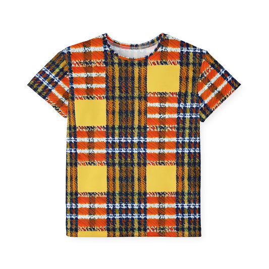 Orange Plaid Kids Sports Jersey (AOP)