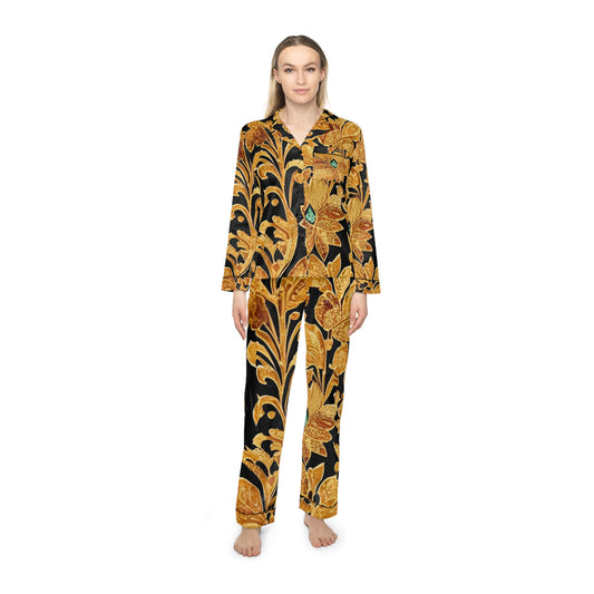 Golden Night Women's Satin Pajamas (AOP)