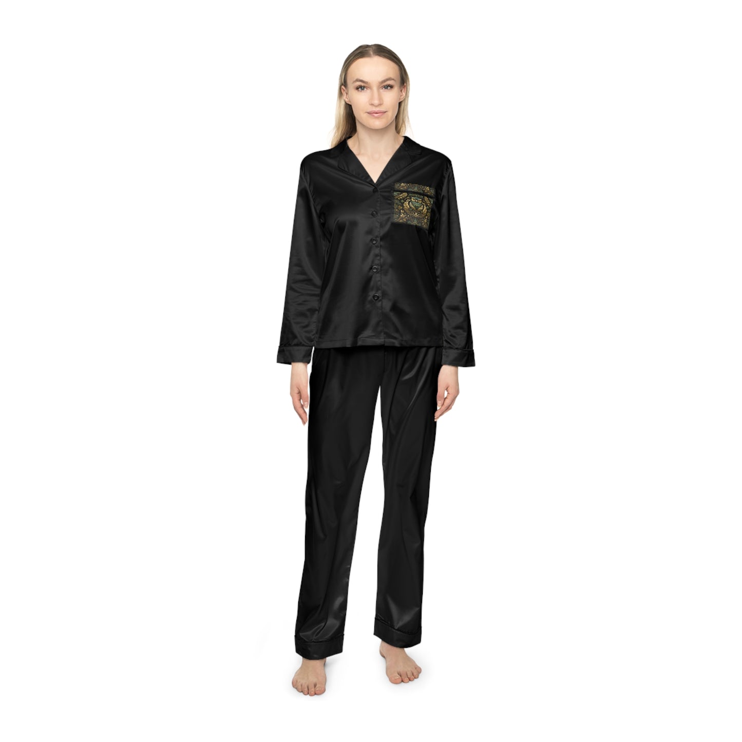 Fierce Owl Women's Satin Pajamas (AOP)