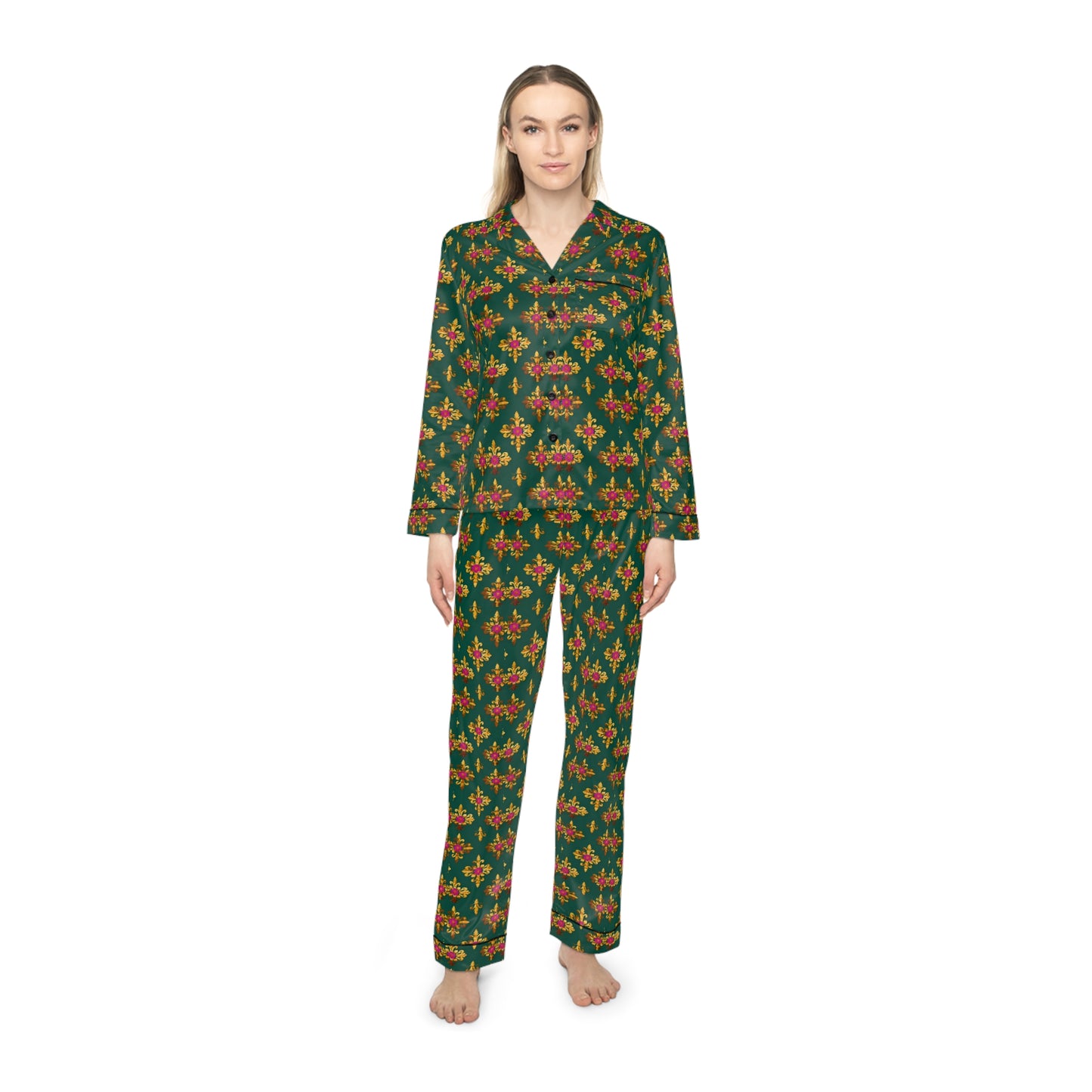 Emblem Women's Satin Pajamas (AOP)