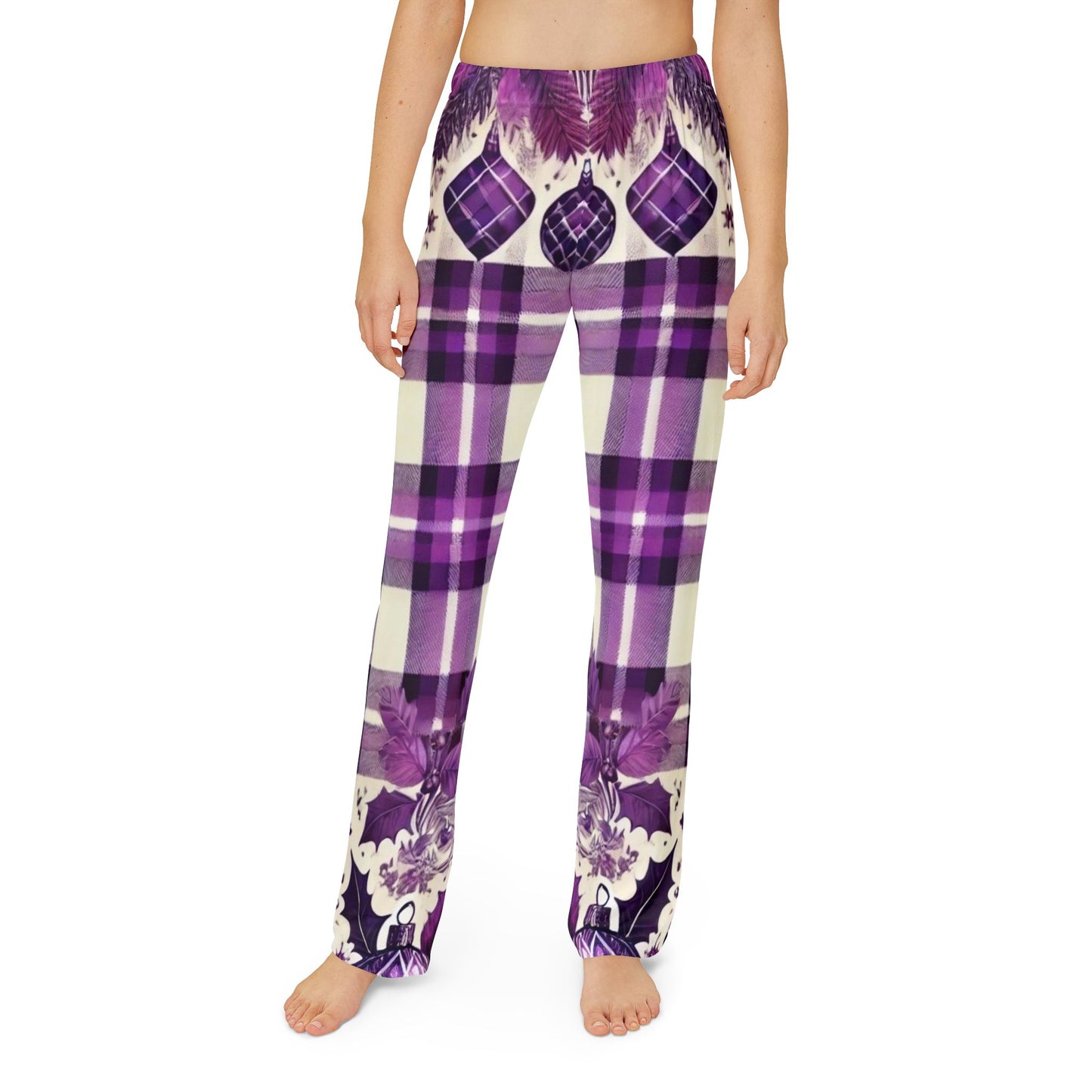 Icy Grape Plaid Kids Pajama Pants (AOP)