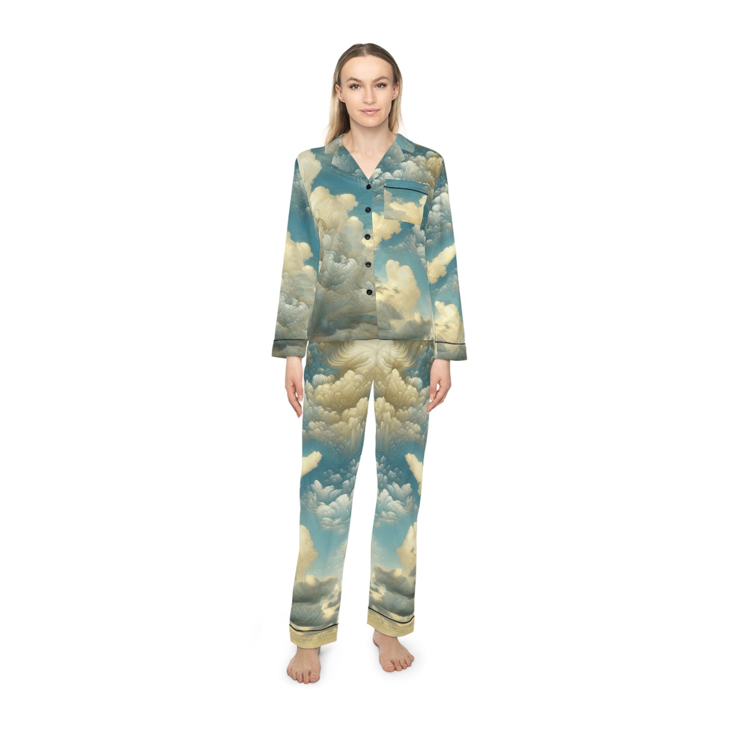 Up in the Clouds Women's Satin Pajamas (AOP)