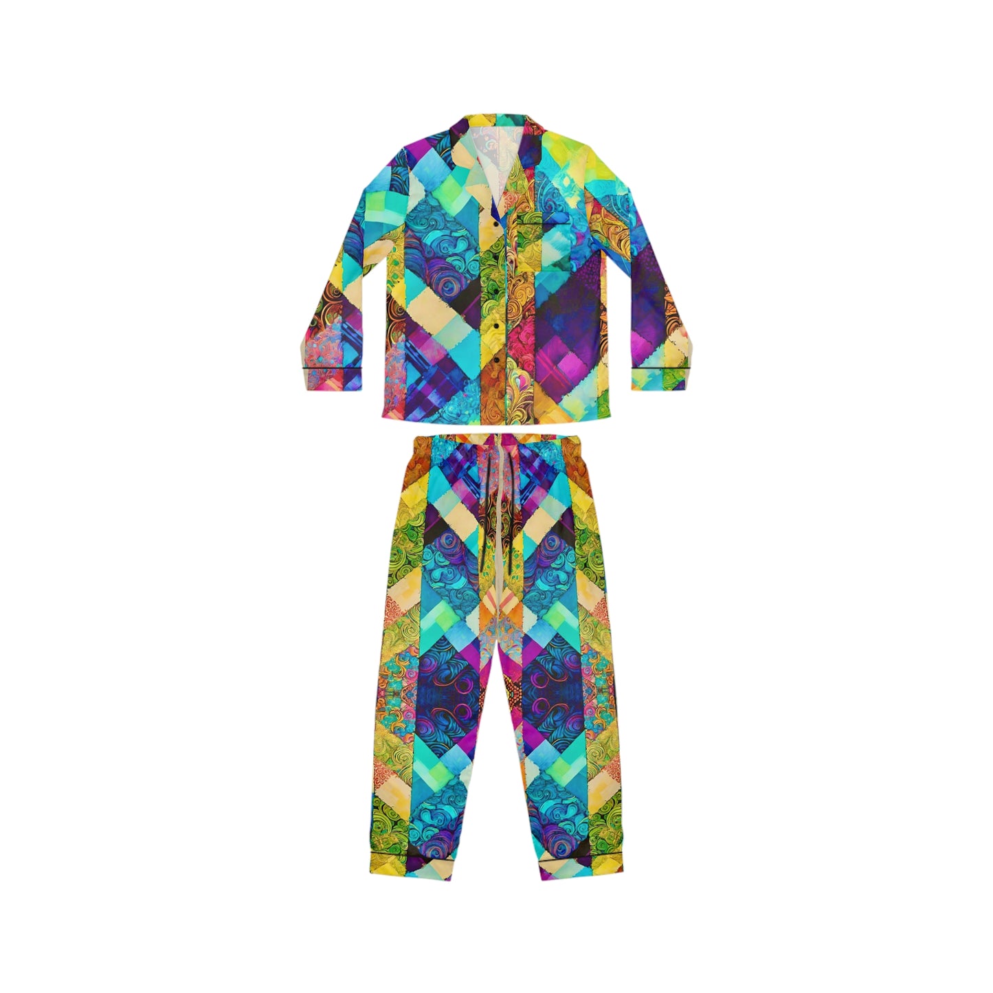 Blue Vibes Women's Satin Pajamas (AOP)