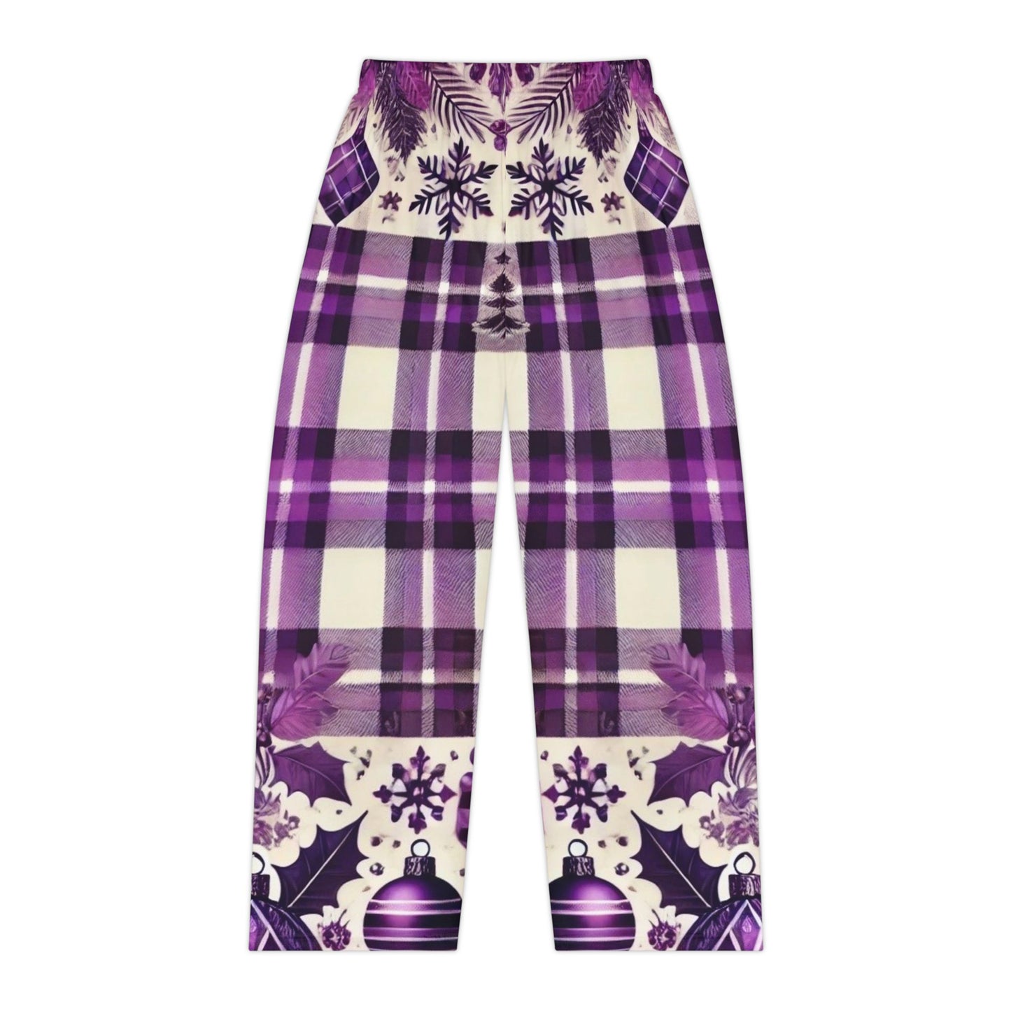 Icy Grape Plaid Women's Pajama Pants (AOP)