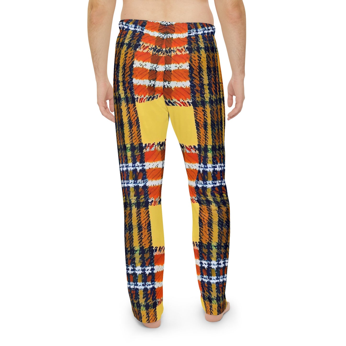 Orange Plaid Men's Pajama Pants (AOP)