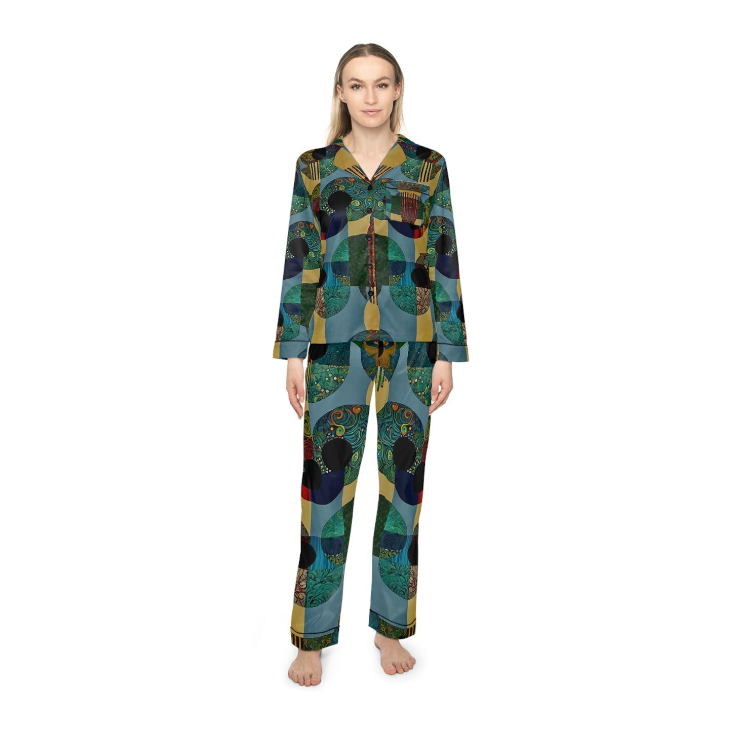 Future Plans Women's Satin Pajamas (AOP)