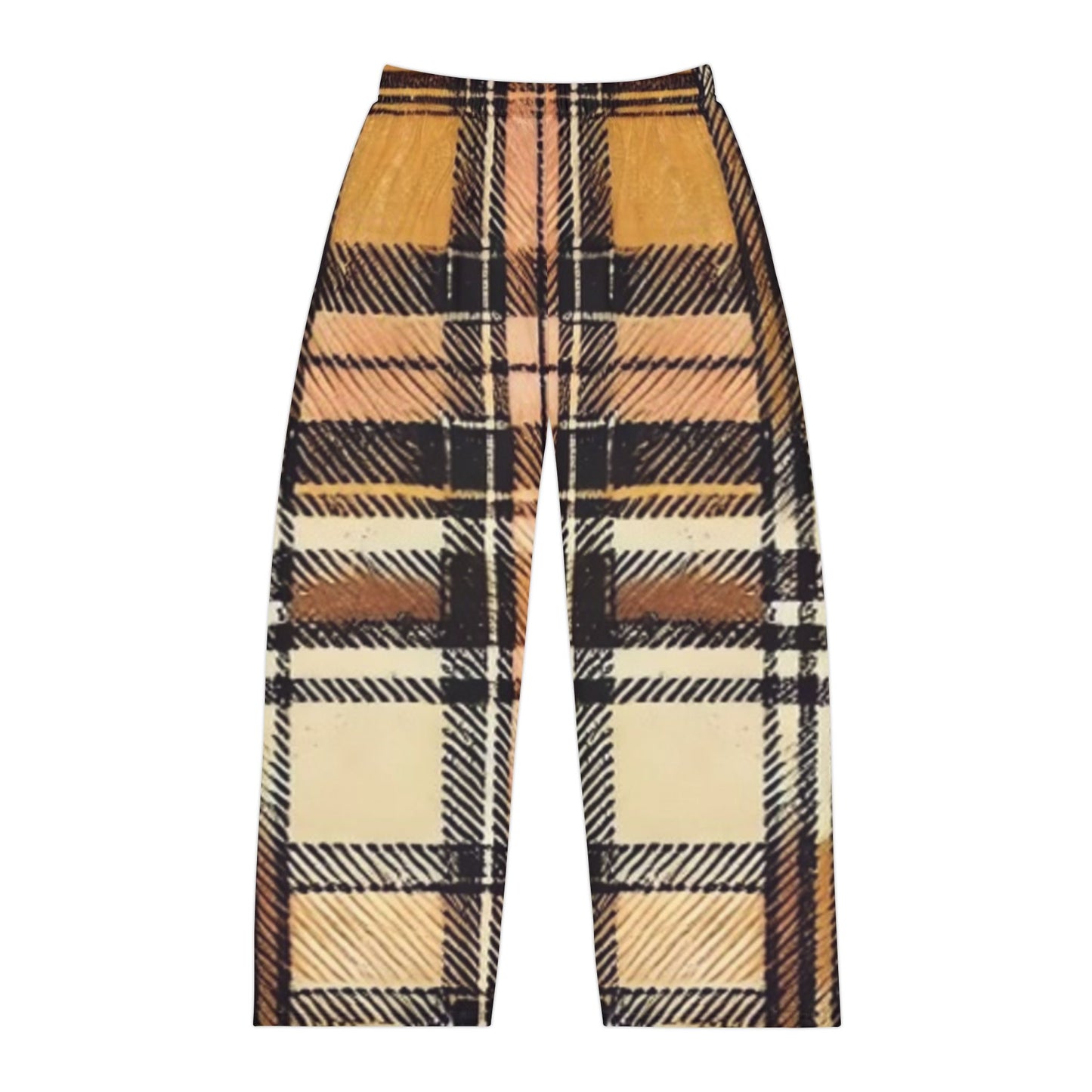 Orange Plaid Men's Pajama Pants (AOP)