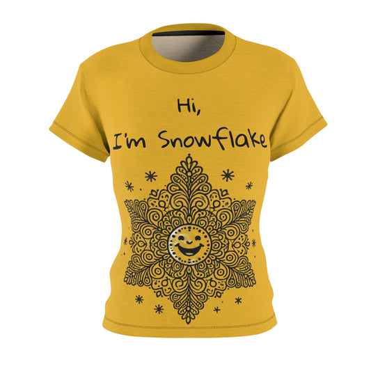 Snowflake - Yellow Women's Cut & Sew Tee (AOP)