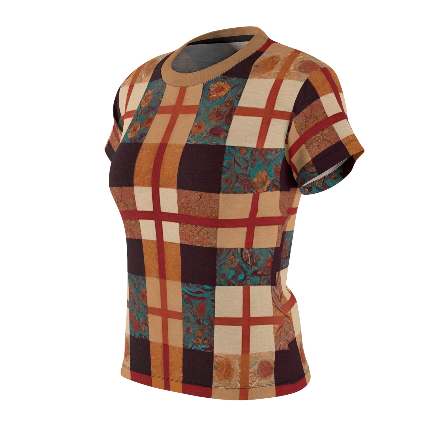 Flowers & Plaid Women's Cut & Sew Tee (AOP)