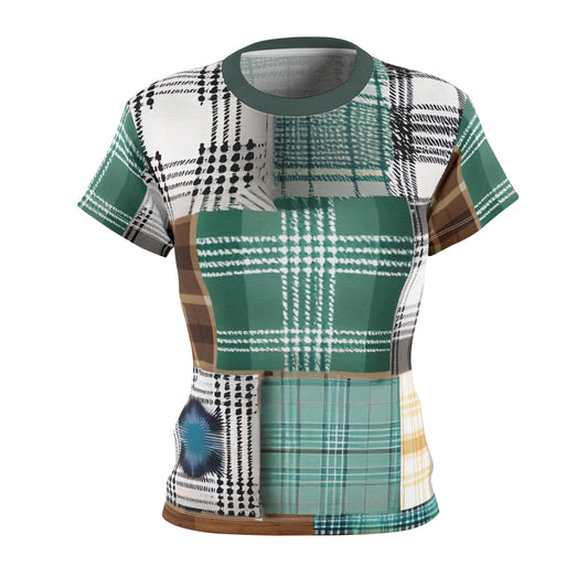 Plaid Patchwork Women's Cut & Sew Tee (AOP)