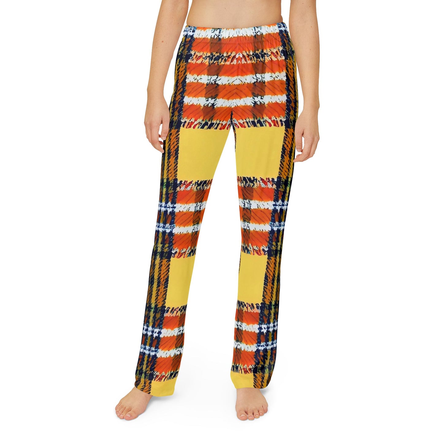 Orange Plaid Kids Pajama Pants (AOP)