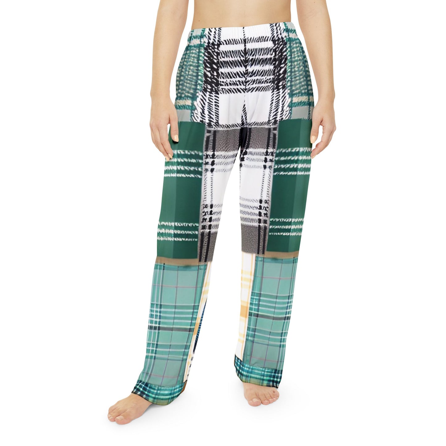 Plaid Patchwork Women's Pajama Pants (AOP)