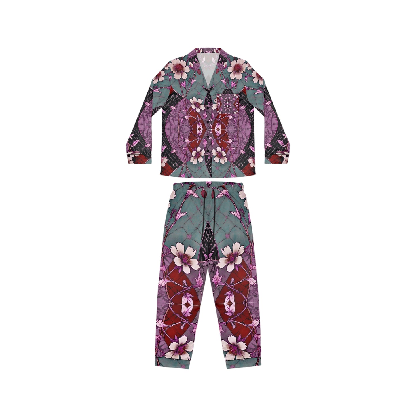 Blooming Mix Women's Satin Pajamas (AOP)