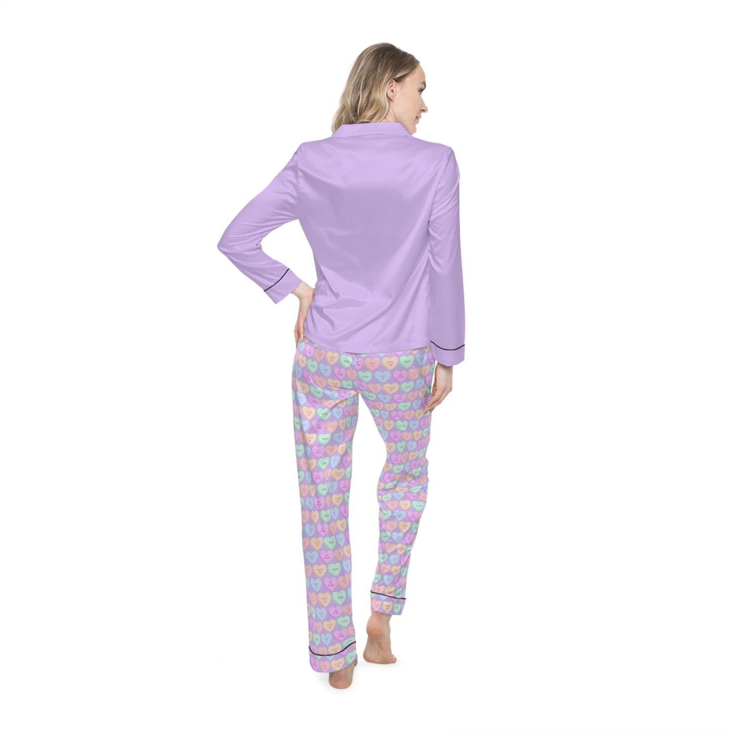 Affirming Hearts - Lavender Women's Satin Pajamas (AOP)