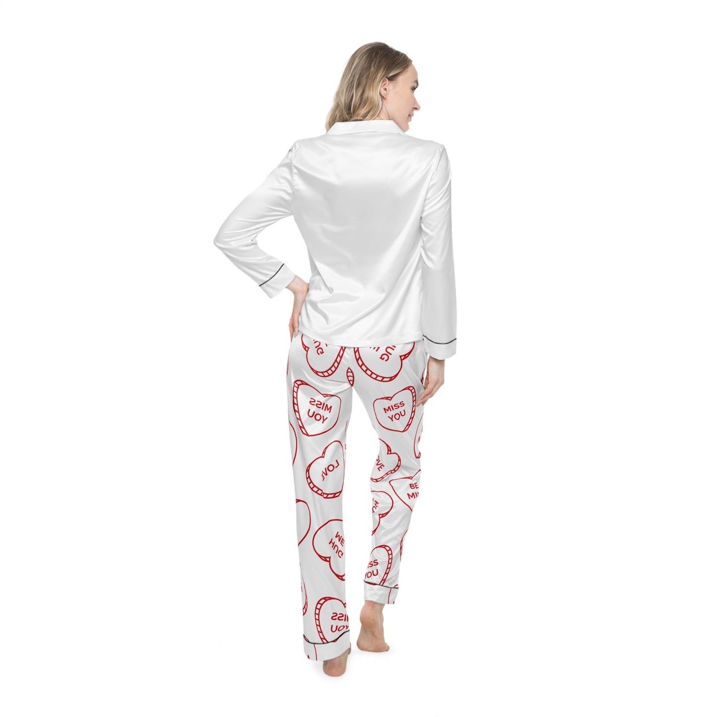 Love you - Red Women's Satin Pajamas (AOP)