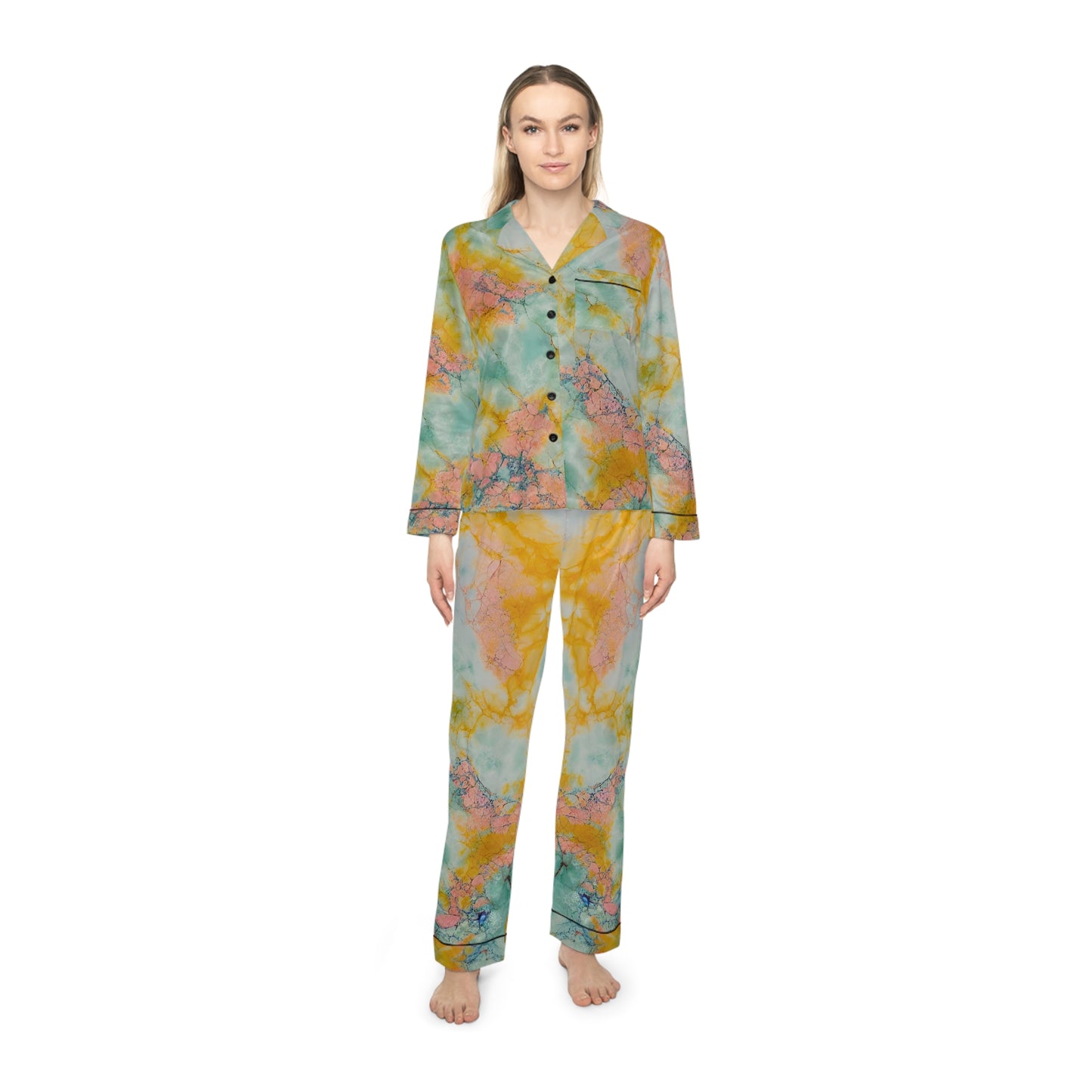 Marbled Women's Satin Pajamas (AOP)