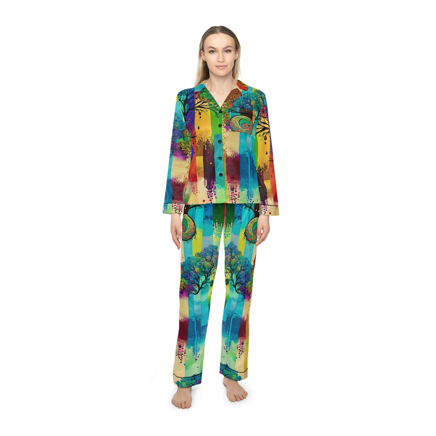 Growth Women's Satin Pajamas (AOP)