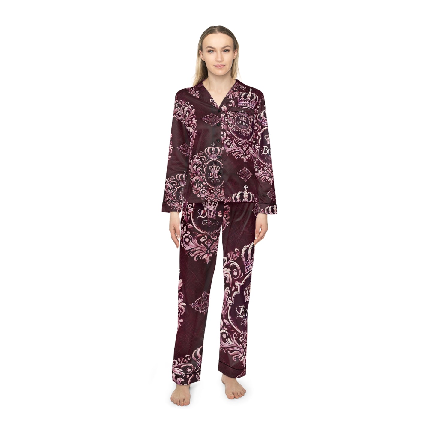 Bride Women's Satin Pajamas (AOP)