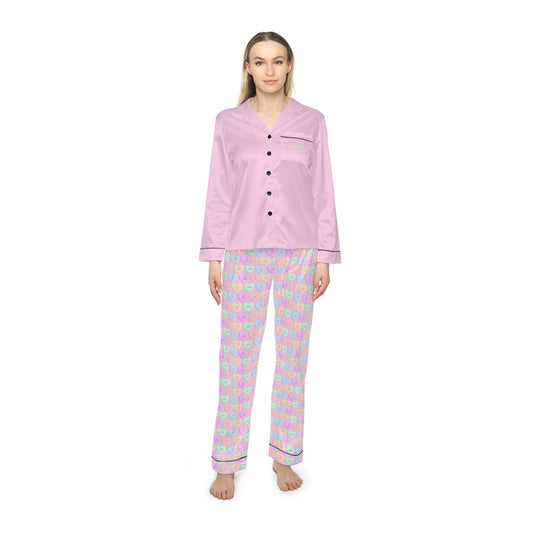 Affirming Hearts - Blush Women's Satin Pajamas (AOP)