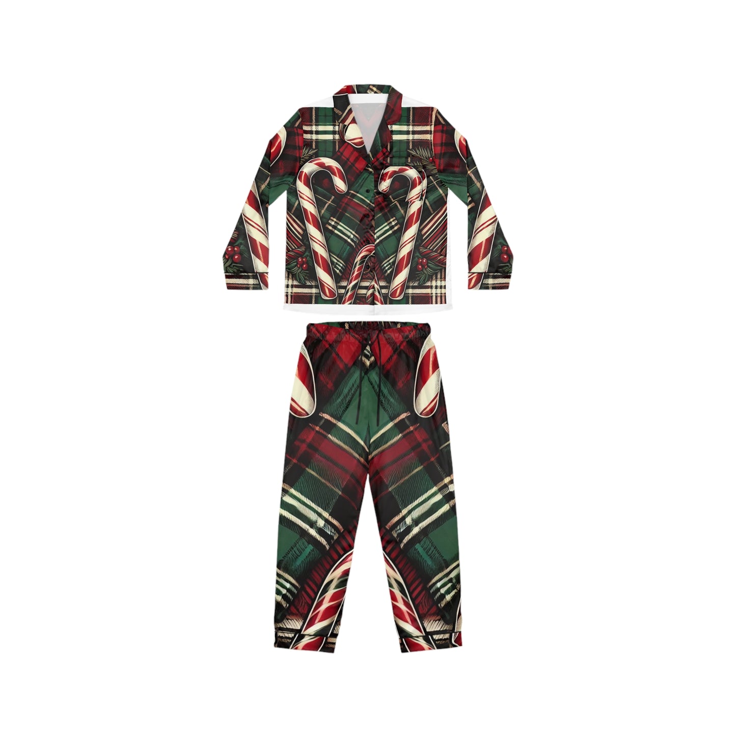 Candy Cane Women's Satin Pajamas (AOP)