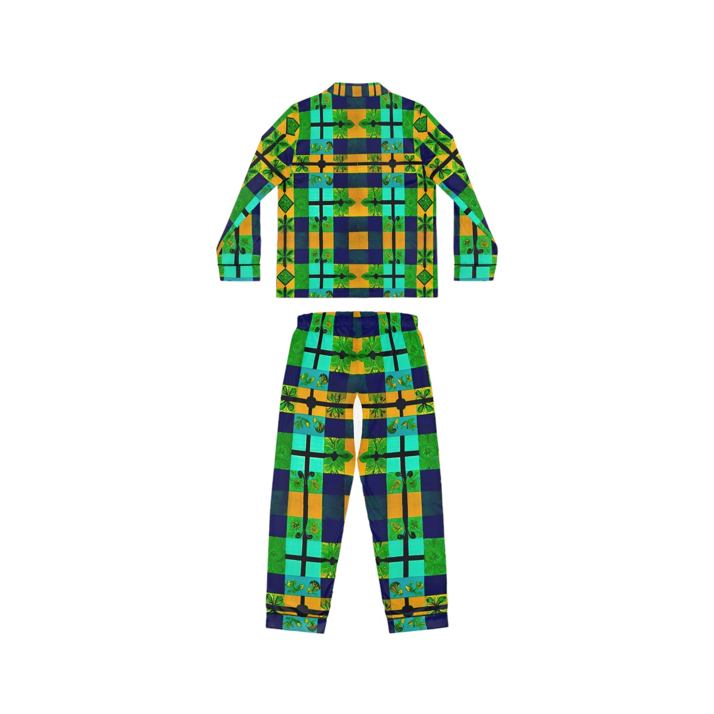 Escaped Plaid Women's Satin Pajamas (AOP)