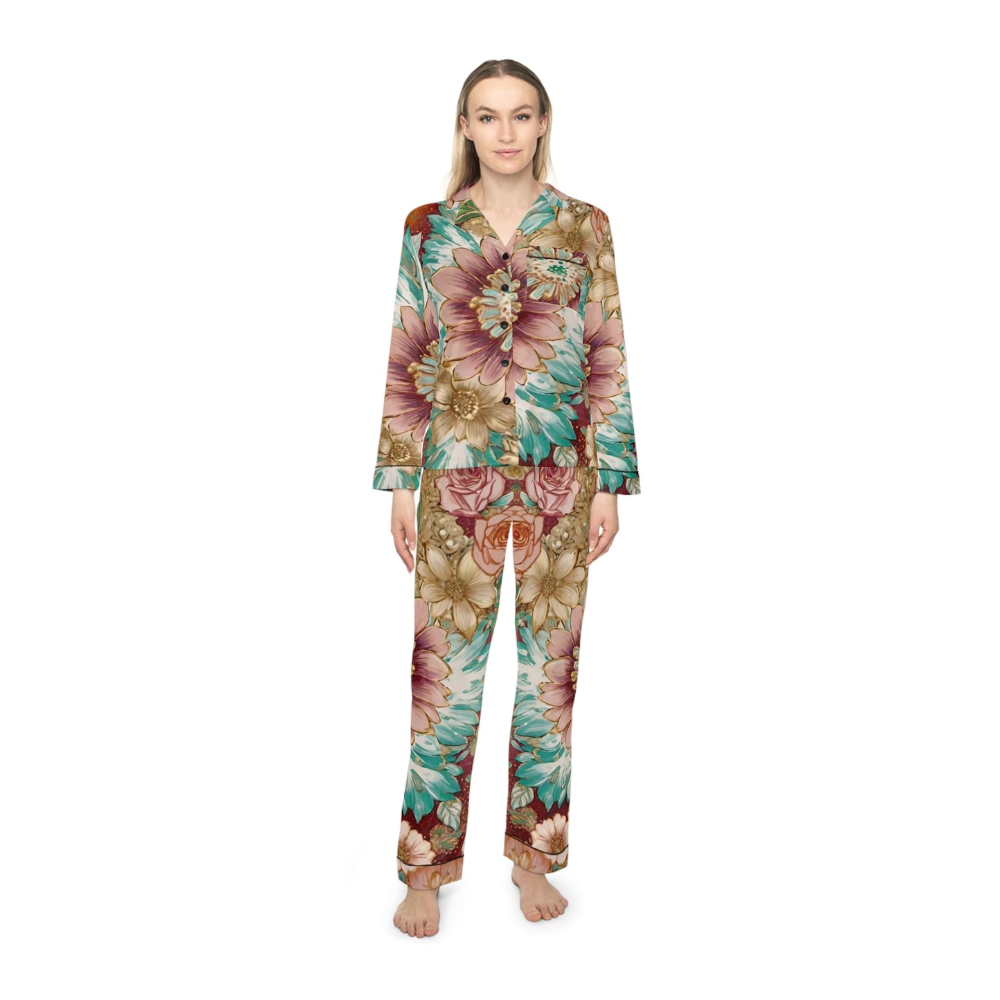 Flora Dream Women's Satin Pajamas (AOP)