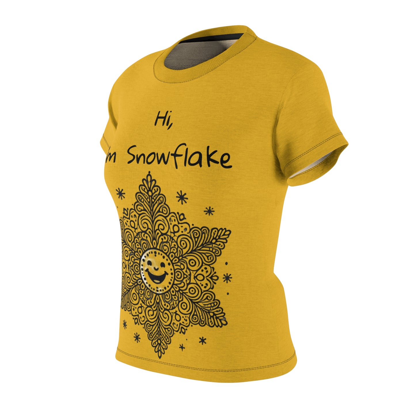 Snowflake - Yellow Women's Cut & Sew Tee (AOP)