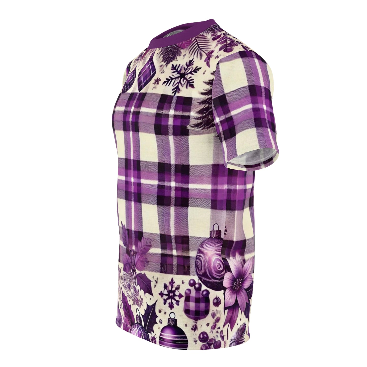 Icy Grape Plaid Men's Cut & Sew Tee (AOP)