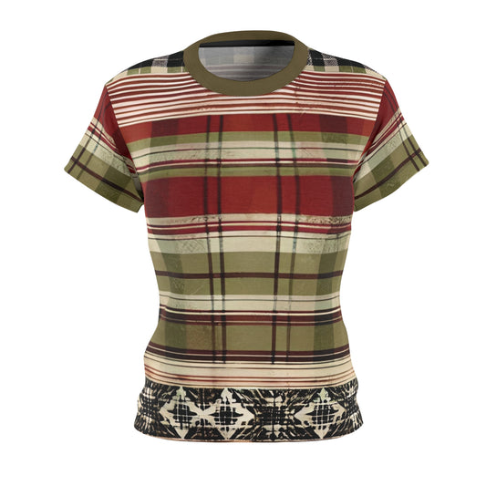 Between the Lines Plaid Women's Cut & Sew Tee (AOP)