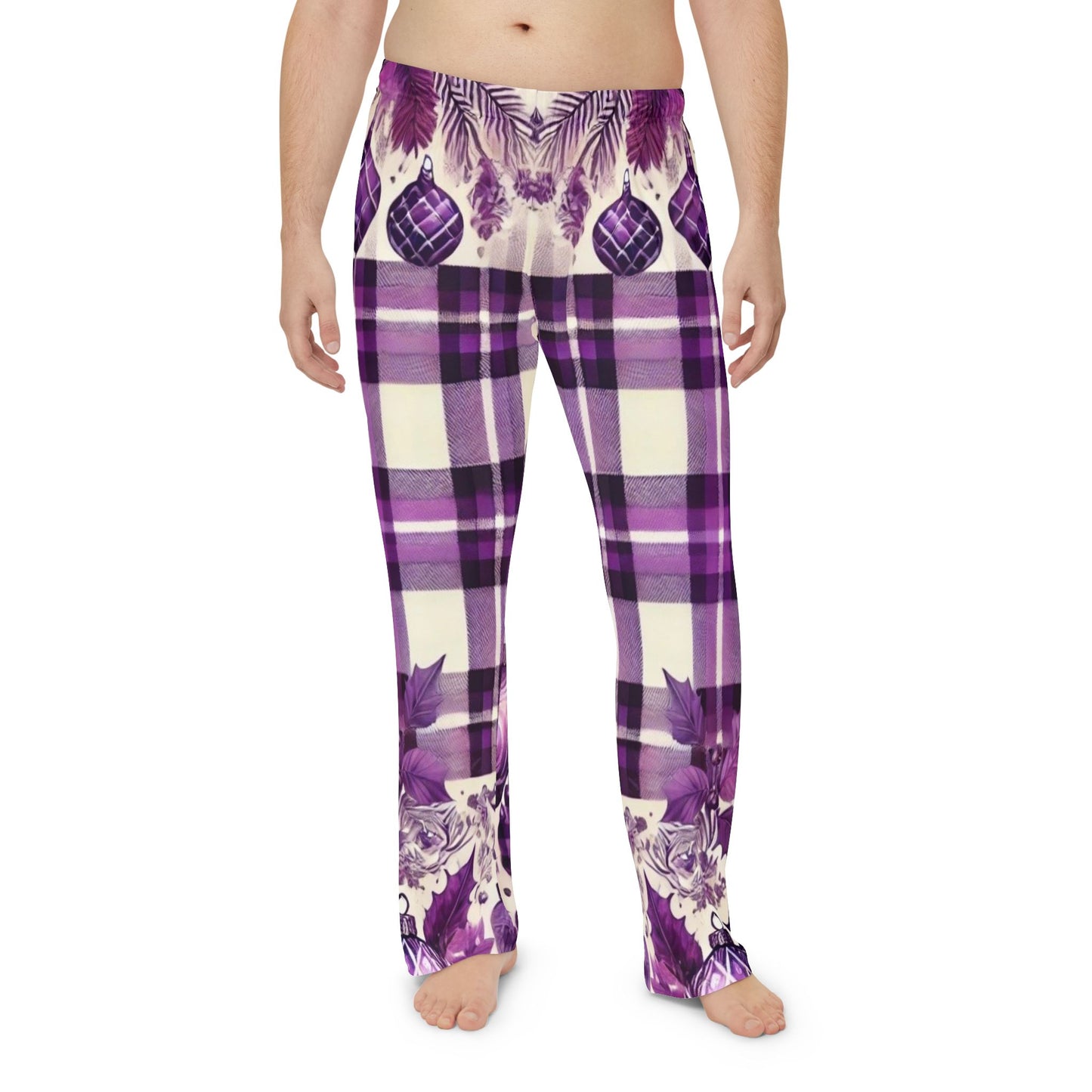 Icy Grape Plaid Men's Pajama Pants (AOP)